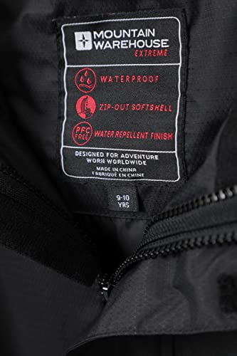 Mountain Warehouse Bracken 3 em 1 Jaqueta infantil impermeável – Triclimate, Preto, 11-12 Years