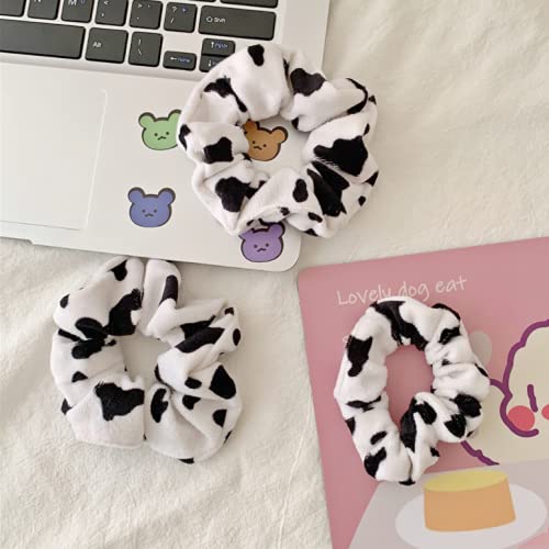 2 PCS Cow Pattern Velvet Hair Scrunchie,Ponytail Holders Elastic Hair Ties Rope Headwear Hair Accessories for Girls and Women image 3