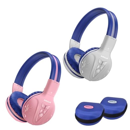 2 Pack of SIMOLIO Kids Headphone Wireless Bluetooth with Volume Limited, Durable Wireless Kids Headset, Wireless Headphone for Kids, Kids Safe Headphones with Case for Travel,School Daily(Pink,Grey)