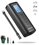 SCAOKIT 150PSI Portable Air Compressor Mini Air Inflator Tire Pump, Digital LCD Pressure Gauge, LED Light, 2000mAh Rechargeable Battery, Memory Function, Auto Shut Off for Car Bicycle Tires Balls
