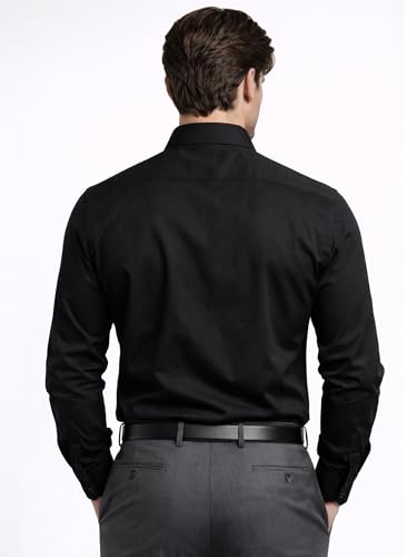 Image of FILO HEVIS Men's Shirt Regular Fit Solid Self-Cord Cotton Blended, Soft Fabric Stylish Formal Wear Man Shirt, Spread Collar Full Sleeves,(Available in Plus Size)