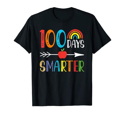 100 días de grado escolar para niños y niñas, maestras de arco iris más inteligente Camiseta