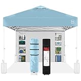 Best Choice Products 10x10ft Easy Pop Up Canopy w/Side Wall, 10 Pockets, Portable Carrying Case, 1-Button Setup, 4 Weight Bags - French Blue/White