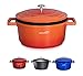 Casserole Antiadhésive avec couvercle - Fonte d'aluminium, acier inoxydable, poignées amovibles en silicone - Passe au lave-vaisselle - induction - Plus léger que la fonte - 24/28 cm (Orange, 24 cm)