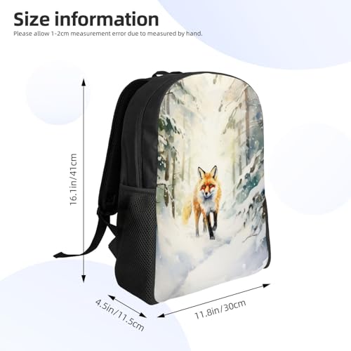 Travel Unisex Backpack Fox Winter Forests Snow 16Inch Durable Backpack Gym Casual Daypack for Women Men Gift4