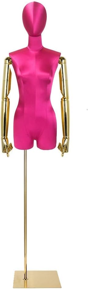 Rose Red Sewing Female Form Mannequin Body Torso,with Plastic Arm,Pinnable Half Mannequin Torso for Dresses (Style2 )