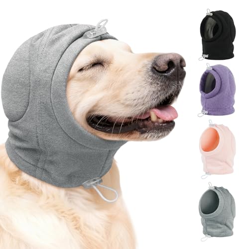 Image of MIGOHI Lightweight XL Dog Calming Hoodie with Ears Pad - No Shake Ear Wrap for Dogs, Prevent Scratching, Adjustable Anxiety Ear Head Wrap for Large Dogs,XL,Gray
