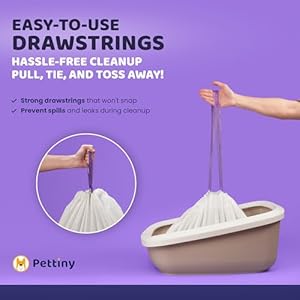 20 Jumbo Litter Box Liners with Drawstrings Scratch Resistant Cat Litter Bags for the Biggest Litter Pan