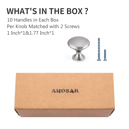 AHOSAR Kitchen Cabinet Knobs and Pulls Brushed Satin Nickel Drawer Knobs Single Hole Closet Door Knobs Dresser Handles Furniture Knobs,10 Pack by AHOSAR - Used condition - Image 3