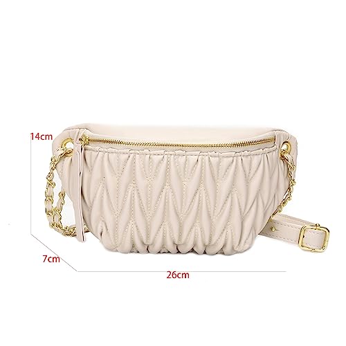 Bolsa de pecho blanca de diseño sofisticado con cadena cruzada para mujer 5