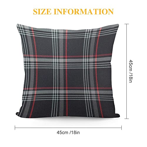 Rurals Gray Black Red Classic Scottish Tartan Plaid Decorative Pillow Covers Cozy Soft Throw Pillowcase Square Couch Cushion Cover For Home Decor Sofa Living Room Bed Car 18X18 Inch #TOP1