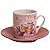 Italian Pink Porcelain Espresso Cup & Saucer Set, Service for 6