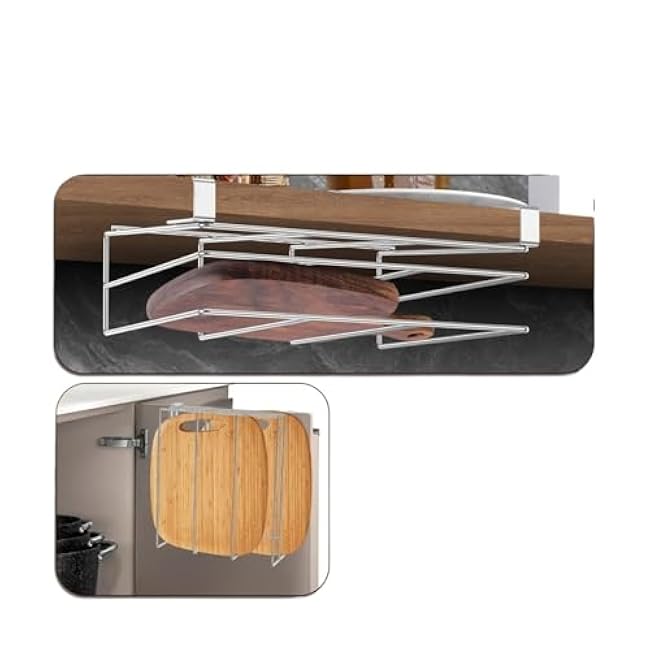 kitchen cabinet organizer Under Cabinet Cutting Board Organizer Holder Kitchen Hanging Chopping Board Pot Lid Kitchenware plate rack(Monolayer)