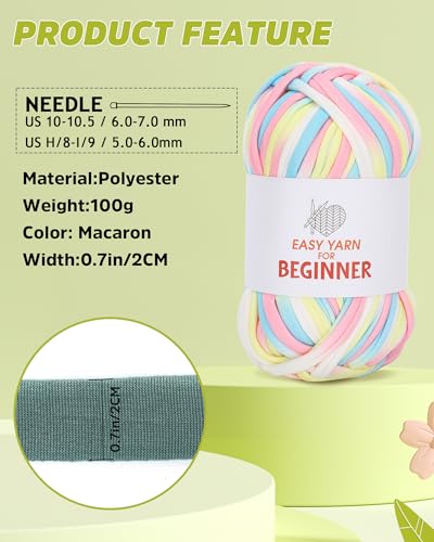 T-Shirt Yarn for Croheting Knitting - 2 PCS Chunky Thick Yarn for Bags Blanket Cushions Slippers Storage Baskets Projects, Fabric Yarn 100g×4 (3.5oz×4), DIY Handmade Knitting Gift
