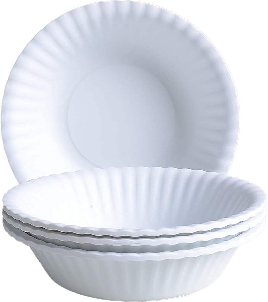 "What Is It?" Reusable White "Paper" Bowls, 6 Inch Melamine, Set of 4