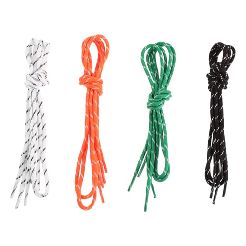 IMIKEYA Lacets Ronds Multicolores 100 Cm, Lot de 4 Paires pour Baskets et Chaussures de Sport Garçon et Filles, Motifs Originaux Orange, Blanc Noir, Vert, Marron Foncé, Lacets Résistants