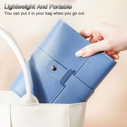 Image of LAKE OF FIRE Earring Holder Organizer with Foldable Book Design Earring Book Organizer, Portable Pu Leather Travel Earring Case (Blue)