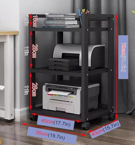 JYHHCYS Upright Entertainment Stereo Rack System Component Cabinet with Caster Wheels & Adjustable Shelf, Modern Open-Ended AV Media Stand Tower (Color : Black-#1, Size : 3 tier-79CM Tall)