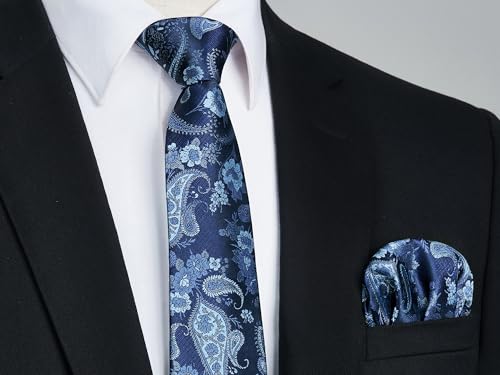 Image of Enlision Ties for Men Floral Tie Handkerchief Cufflinks Set Formal Flower Classic Mens Necktie & Pocket Square Wedding
