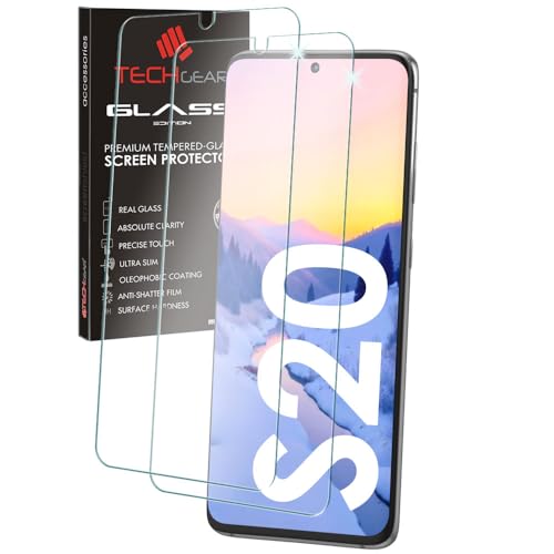 TECHGEAR 2 Pack GLASS Edition Compatible with Samsung Galaxy S20 / S20 5G Tempered Glass Screen Protector Covers [2.5D Round Edge] [9H Hardness] [Crystal Clarity] [Scratch-Resistant] [No-Bubble]