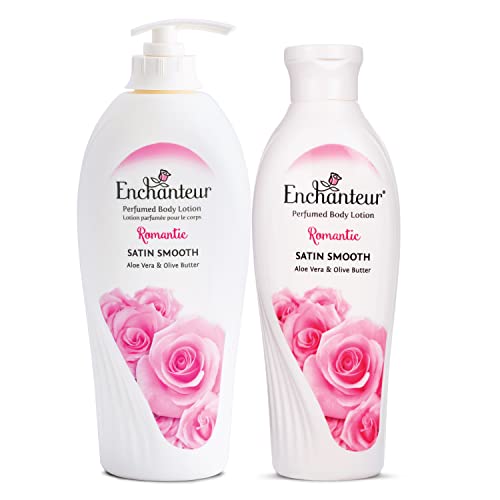 Image of Enchanteur Romantic Perfumed Body Lotion 500ml with Aloe Vera & Olive Butter for Silky Smooth Skin & Enchanteur Romantic Perfumed Body Lotion 250ml with Aloe Vera & Olive Butter for Satin Smooth Skin
