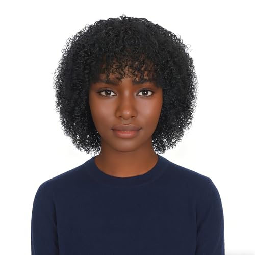 Qornex Kinkycurly Bob Wig Human Hair, Glueless Curly Human Hair