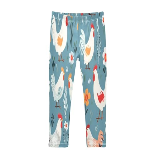 Bolaz Toddler Girls Leggings Printed Yoga Pants Leggings White Red Chicken for Kids