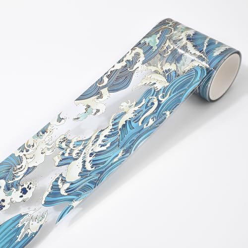 Ruban adhésif PET vagues transparent et imperméable pour scrapbooking et journal