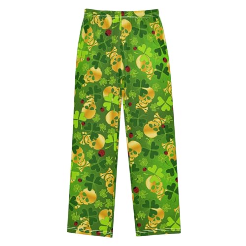 Skull Clover Ladybug Boys Long Pants Soft Trousers Elastic Waist Kids Lounge Bottoms with Pockets S-XL