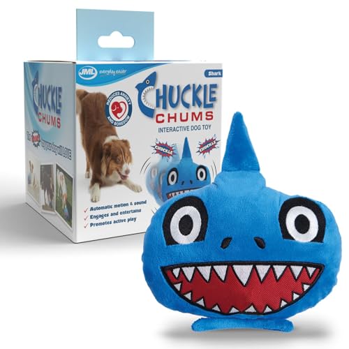 JML Chuckle Chums Dog Toy - a Fun Birthday Present Interactive Dog Toys with Motion Activated Sounds and Movements Enrichment Toy Boredom Relief Durable Machine Washable Pet Companion Shark