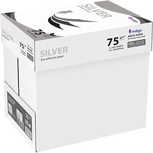 indigo BOX of A4 Paper Office White Printer Copier Paper 5 Reams of 500 (75-80gsm) Multifunction laser inkjet paper (1 Boxes (5 Reams)) indigo BOX of A4 Paper Office White Printer Copier Paper 5 Reams of 500 (75-80gsm) Multifunction laser inkjet paper (1 Boxes (5 Reams))
