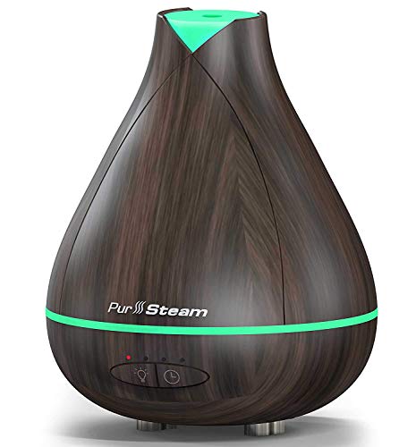 PurSteam 530ml Essential Oil Diffuser, Noise Reduce Design - Quieter, Longer Mist Output, 8-15 Hours Ultrasonic Aroma Diffuser with Waterless Auto-off, 7-Color LED Soft Light for Home, Office, Yoga