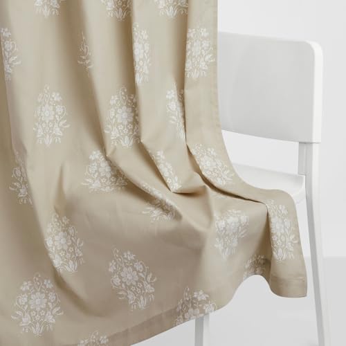 Image of haus & kinder Digital Printed Cotton Window Curtain 5 Feet Long Pack of 2 Window Curtains, 5 Feet Curtain for Window (Ivory Filigree, Beige 130x152 CM)