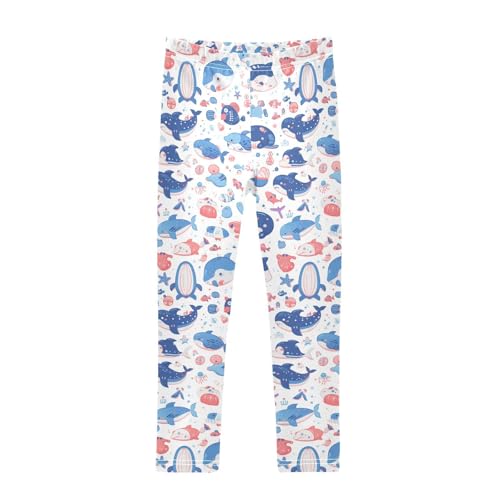 Sea Animals and Ocean Creatures Kids Girl's Athletic Leggings Stretch Full Length Sweatpants Exercise