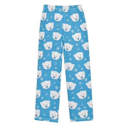 ZZXXB Bear and Snow Boys Long Pants Soft Trousers Elastic Waist Kids Lounge Bottoms with Pockets S-XL