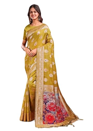 Sari en lin et coton motif tissé A et finitions haut de gamme 15001