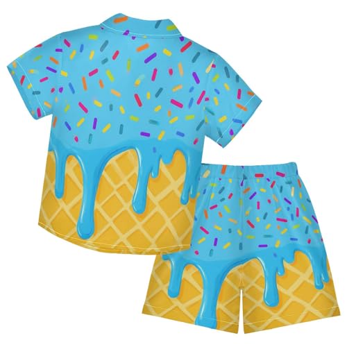 Image of Boy Shorts Sets Hawaiian Outfit Kid Summer Button Down Shirt and Short 2 Piece Sets for 3-10T