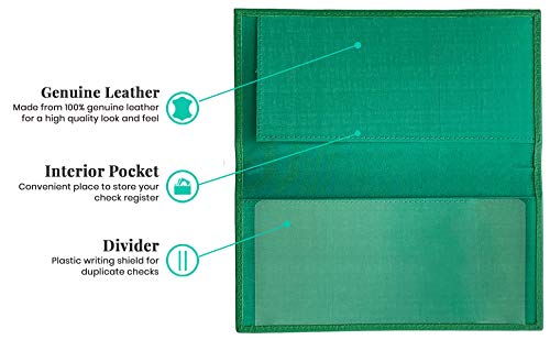 Emerald Green Basic Genuine Leather Checkbook Cover For Men & Women #TOP2