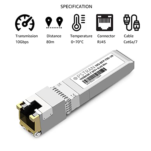 Image of 10GBASE-T SFP+ RJ45 Copper Transceiver Module Compatible with Ubiquiti Unifi Ufiber UF-RJ45-10G-80 10G SFP+ 80m Cat6a /7