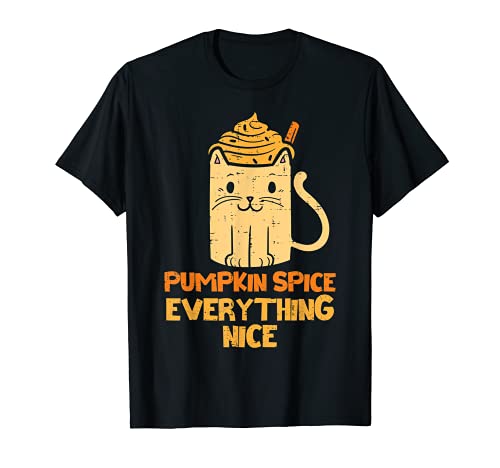 Calabaza Especia Todo Buen Gato Otoño Temporada Oto Camiseta