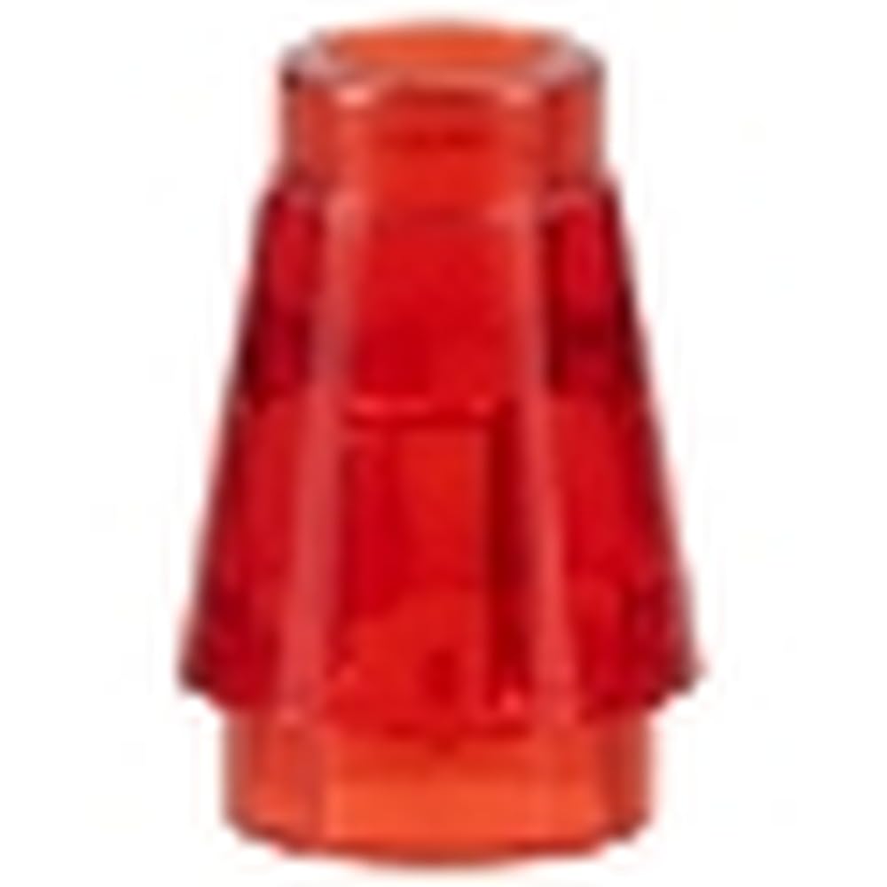 LEGO Cone Building Block, 1 x 1 with Top Groove, Part 4589b (Trans-Red, 50, count)