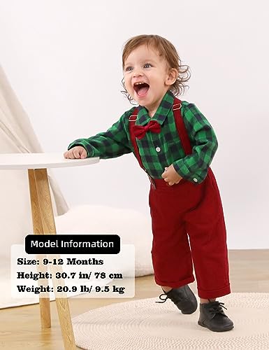 Image of A&J DESIGN Baby Boys Suits Infant Gentleman Formal Wedding Suspenders Outfit with Bowtie