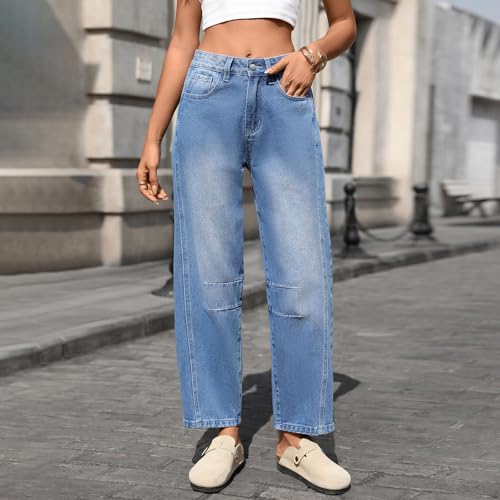 Jean large délavé confortable : fini les pantalons serrés avec cette coupe ample taille haute - 3