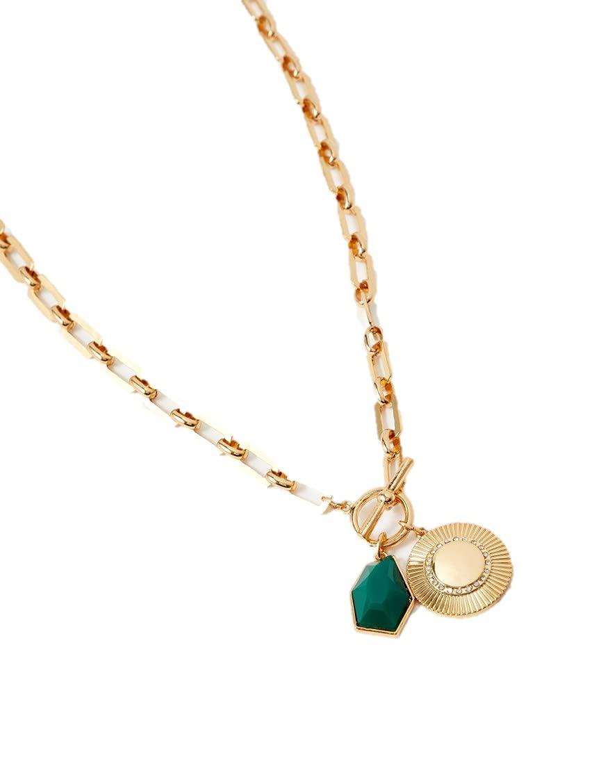 Accessorize London Womens Reconnected T Bar & Coin Chain Necklace (One Size, Green, MN-28202230001) (B09HH5GZ1J) Amazon Price History, Amazon Price Tracker