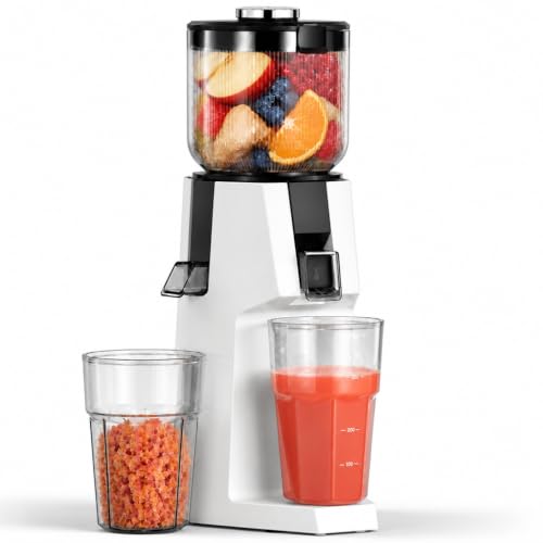 Image of AAOBOSI Juicer Machines, 5.8 inch Extra Wide No-Cut Feed Chute for Whole Fruits, Slow Masticating Cold Press Juicer with Triple Strainers, High Juice Yield, Quiet Operation, Easy to Clean White