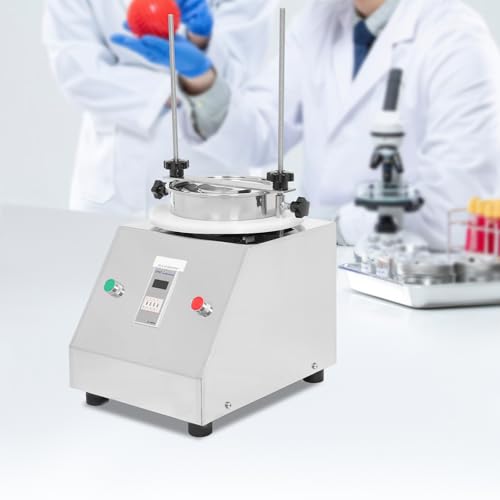 Lab Sifter Shaker, with Timer for Precise Particle Separation, 304 Stainless Steel Vibrating Sieve Machine, 1-7 Layers of 200mm 100mm 75mm Test Sieves, 125W for Scientific Research and Laboratories