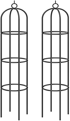 Obélisque De Jardin Métallique 180cm Noir - Support Pour Plantes Grimpantes Tomates Roses - Structure Anti-rouille