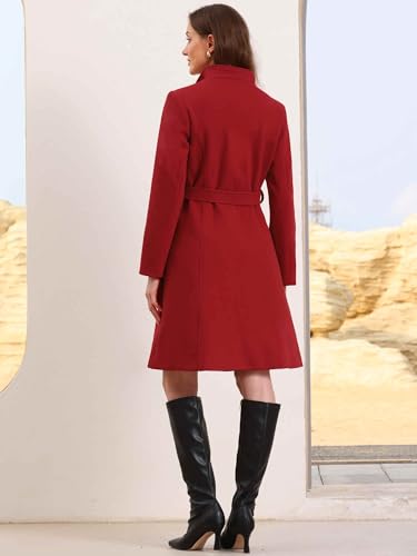 Image of Allegra K Pea Coats for Women Long Winter Stand Collar Belted Single Breasted Trench Coat 2025