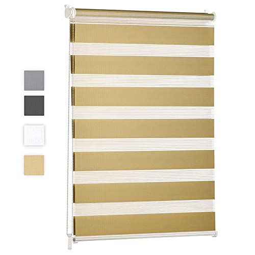 Day And Night Blinds 40x200cm Double Fabric,Waterproof Privacy Light Filtering Window Treatment with Adjustable chain mechanism, for Windows and Doors, Beige