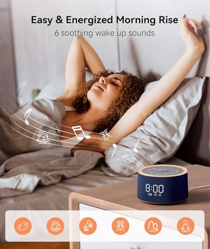 Image of Dreamegg D1+ Sound Machine & Alarm Clock - Sound Machine for Sleep, White Noise Machine with 29 Soothing Sounds, Night Light, 0-100% Dimmable, White Noise Alarm Clock for Bedrooms Adults Baby, Blue